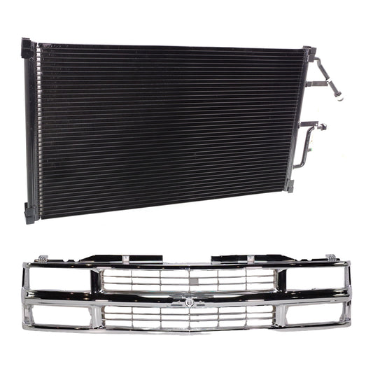 2-Piece Kit, Grille Chrome, Includes (1) A/C Condenser and (1) Grille Assembly