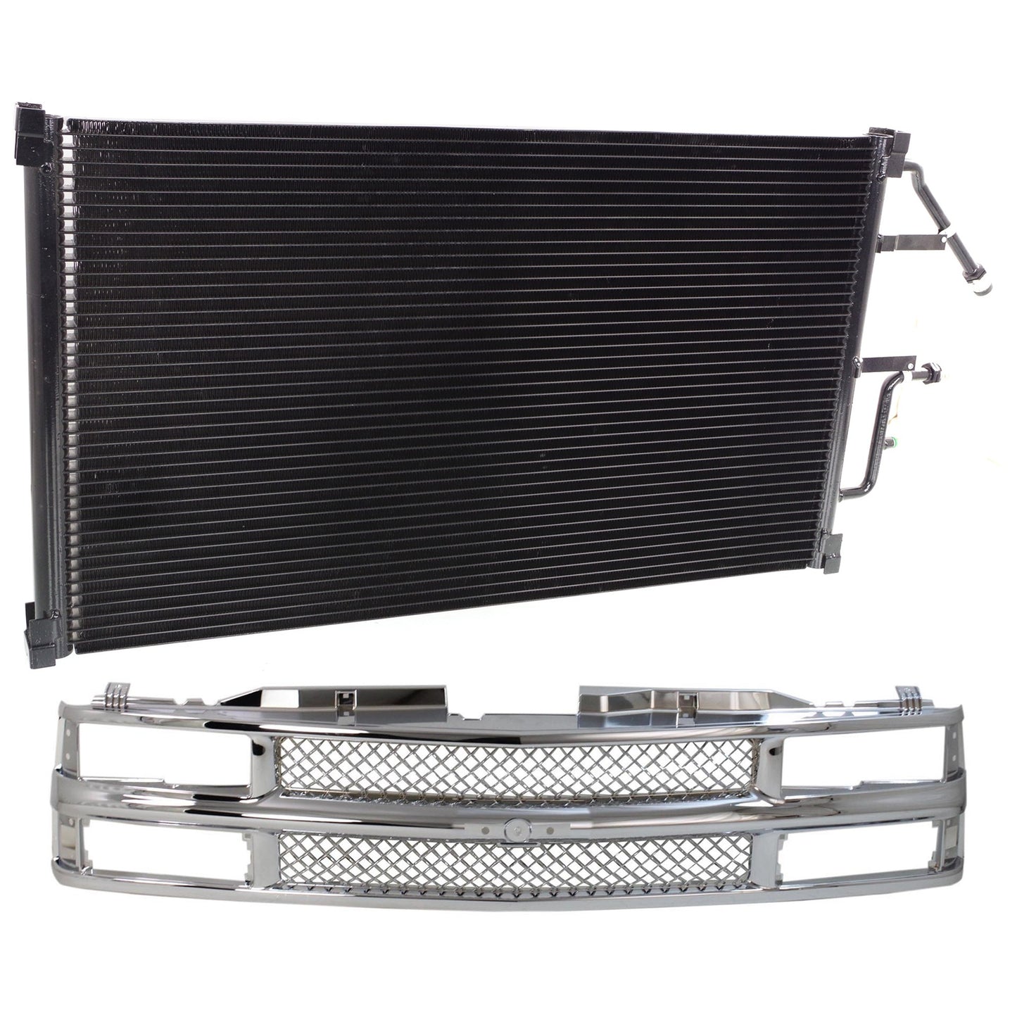 2-Piece Kit, Grille Chrome, Includes (1) A/C Condenser and (1) Grille Assembly