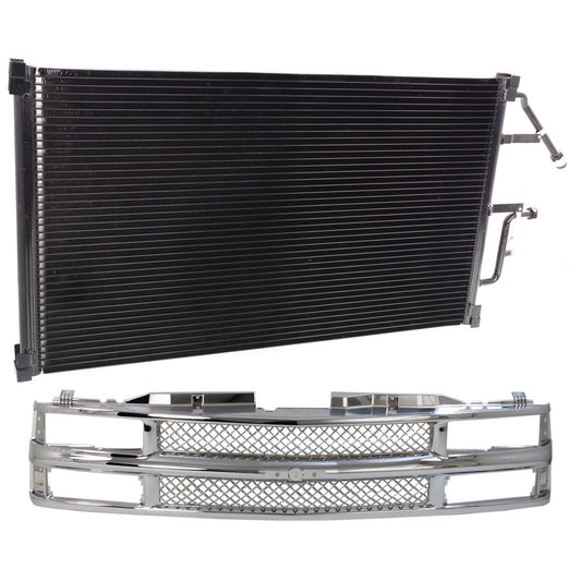 2-Piece Kit, Grille Chrome, Includes (1) A/C Condenser and (1) Grille Assembly