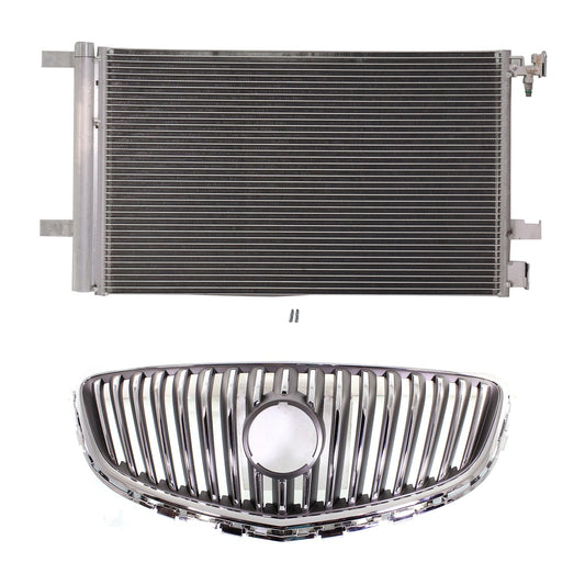 2-Piece Kit, Grille Chrome, Includes (1) A/C Condenser and (1) Grille Assembly