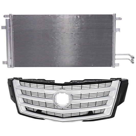 2-Piece Kit, Grille Silver Shell w/ Black Insert, Includes (1) A/C Condenser and (1) Grille Assembly