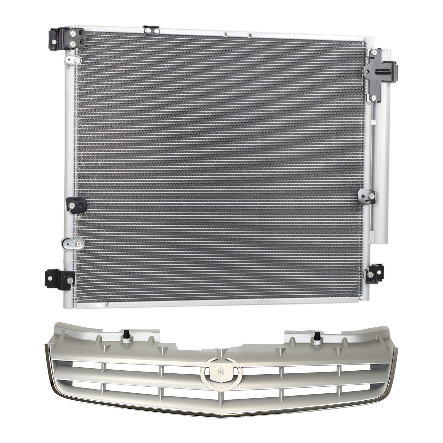 2-Piece Kit, Grille Painted Gray, For Models Without Adaptive Cruise Control, Without Platinum Edition, Includes (1) A/C Condenser and (1) Grille Assembly