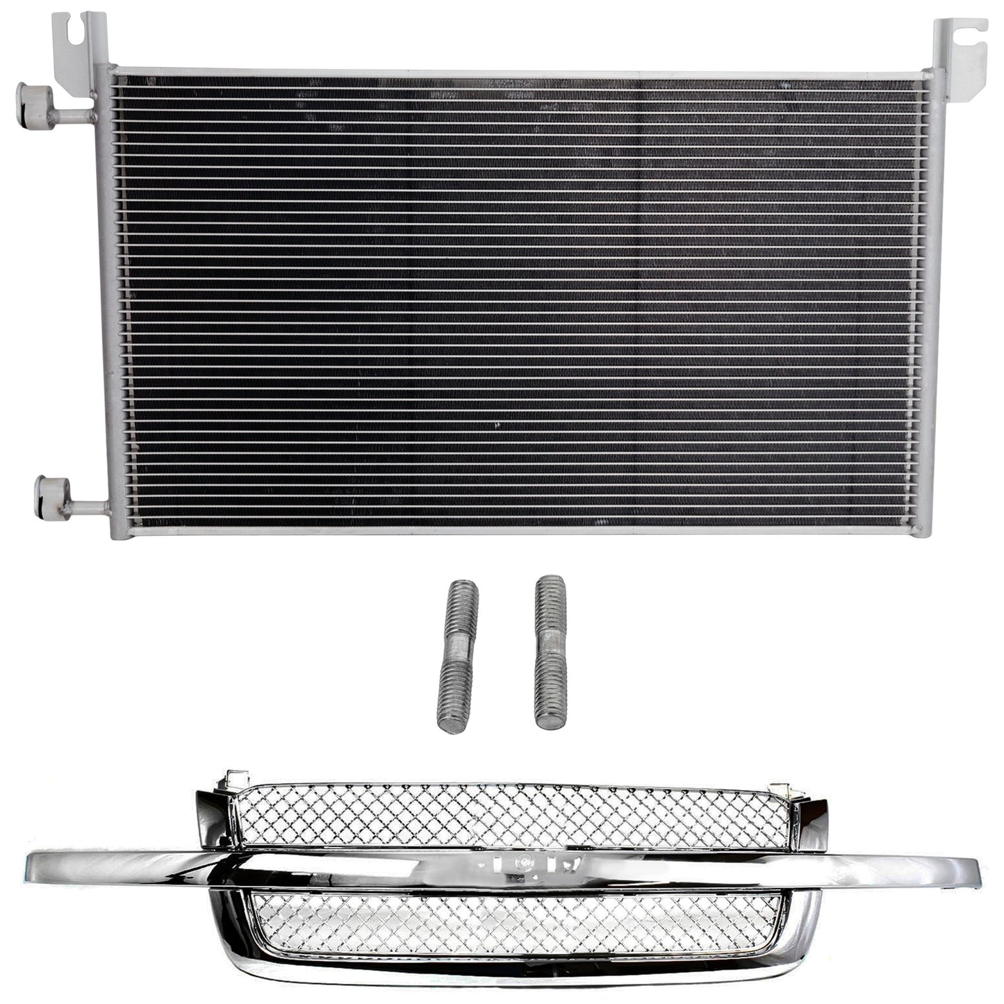 2-Piece Kit, Grille Chrome, Includes (1) A/C Condenser and (1) Grille Assembly