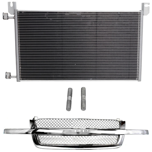 2-Piece Kit, Grille Chrome, Includes (1) A/C Condenser and (1) Grille Assembly