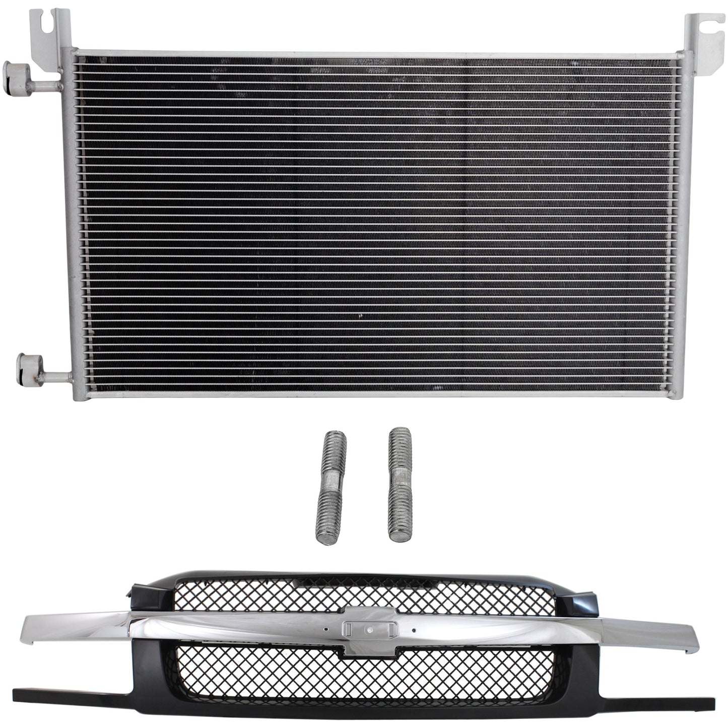 2-Piece Kit, Grille Painted Black, For Models with Body Cladding, Includes (1) A/C Condenser and (1) Grille Assembly