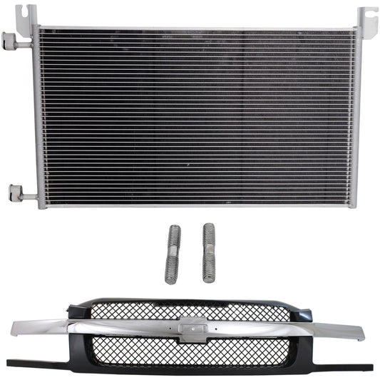 2-Piece Kit, Grille Painted Black, For Models with Body Cladding, Includes (1) A/C Condenser and (1) Grille Assembly