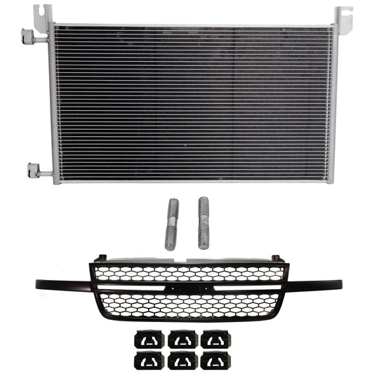 2-Piece Kit, Grille Textured Black, Without Dale Earnhardt Package, Includes (1) A/C Condenser and (1) Grille Assembly