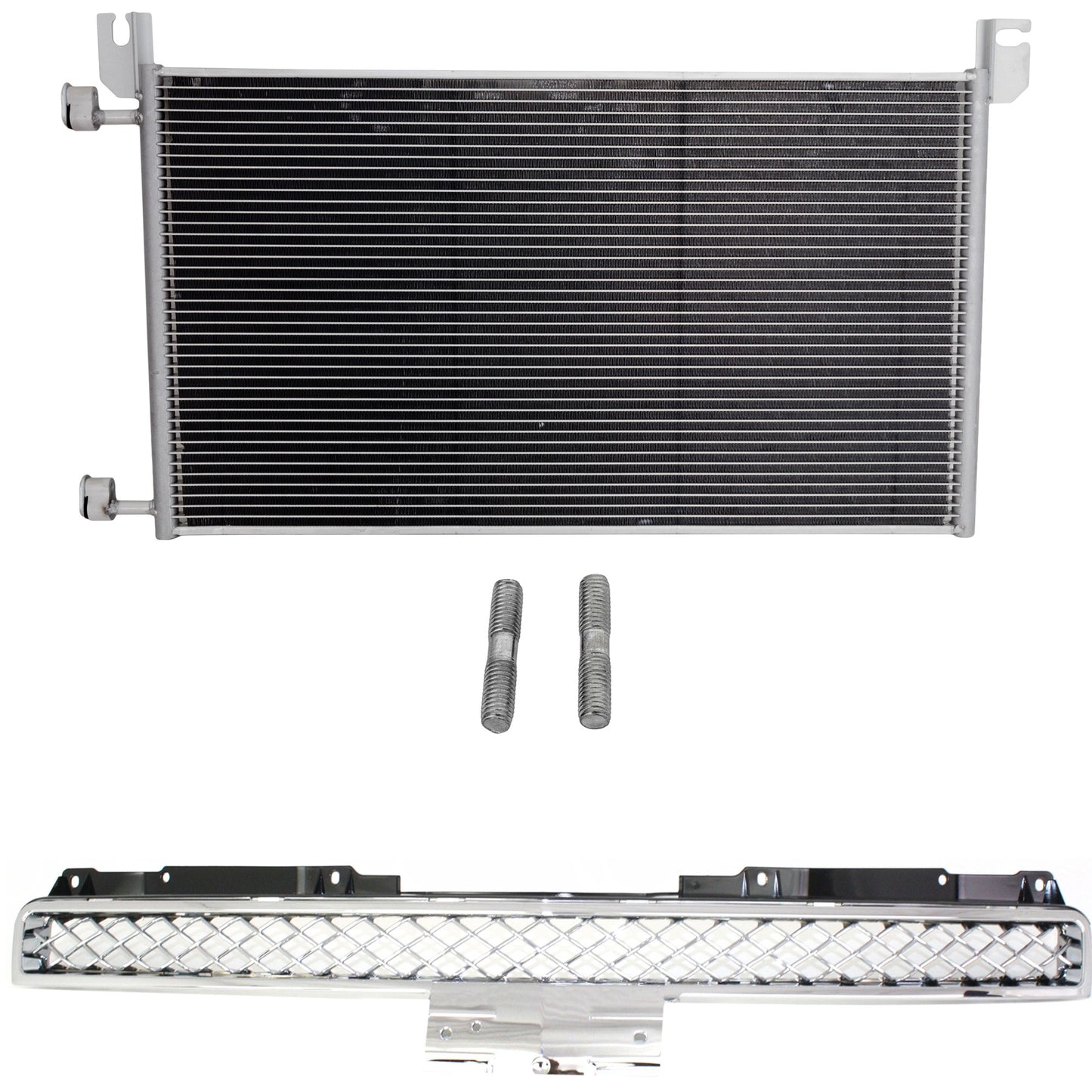 2-Piece Kit, Grille Chrome Shell with Painted Gray Insert, For Models With Off Road Package, Includes (1) A/C Condenser and (1) Grille Assembly