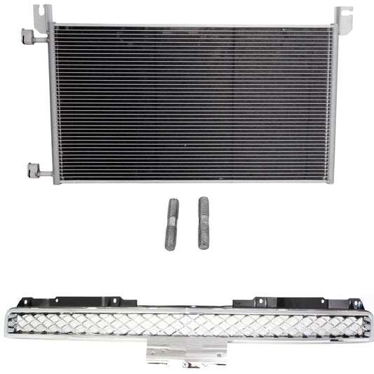 2-Piece Kit, Grille Chrome Shell with Painted Gray Insert, For Models With Off Road Package, Includes (1) A/C Condenser and (1) Grille Assembly