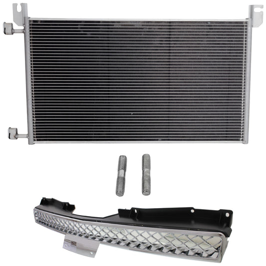 2-Piece Kit, Grille Chrome, Includes (1) A/C Condenser and (1) Grille Assembly