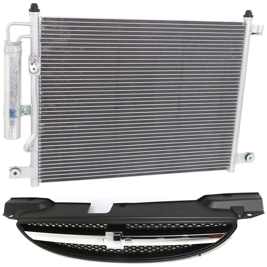 2-Piece Kit, Grille Painted Black, Includes (1) A/C Condenser and (1) Grille Assembly