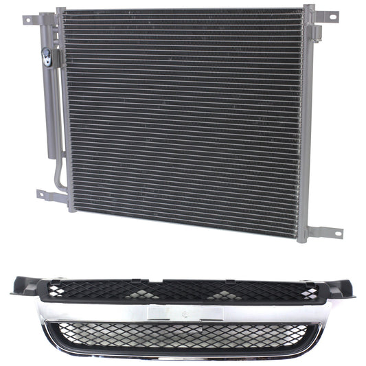 2-Piece Kit, Grille Textured Black, 4-Door, Includes (1) A/C Condenser and (1) Grille Assembly
