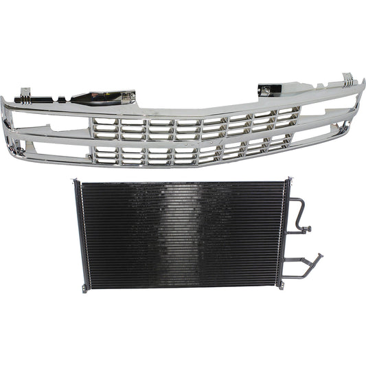 2-Piece Kit, Grille Chrome, For Models With Composite Headlights, Includes (1) A/C Condenser and (1) Grille Assembly