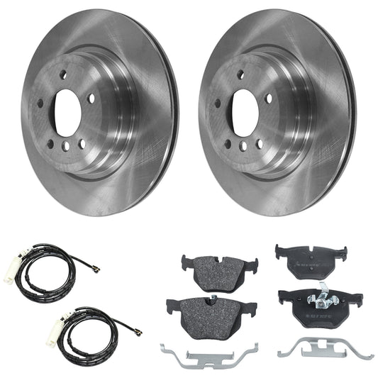 Комплект из 2 задних тормозных дисков и колодок, гладкая поверхность, 5 болтов, 336,04 мм, органический полный привод, включает в себя (2) тормозных диска, (1) комплект тормозных колодок и (2) датчика тормозных колодок