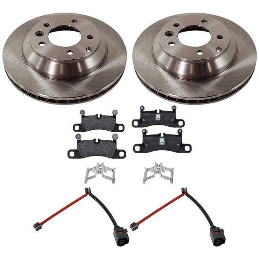 Комплект из 2 задних тормозных дисков и колодок, гладкая поверхность, 5 болтов, 329,95 мм, органический, включает в себя (1) комплект тормозных колодок, (2) датчика тормозных колодок и (2) тормозных диска