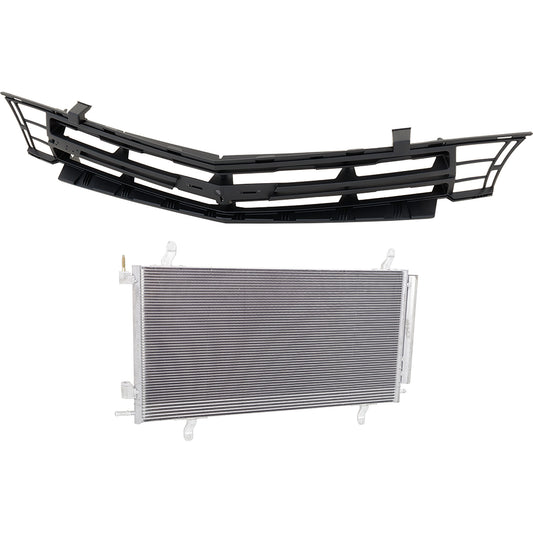 2-Piece Kit, Center or Upper Grille Black, Includes (1) A/C Condenser and (1) Grille Assembly