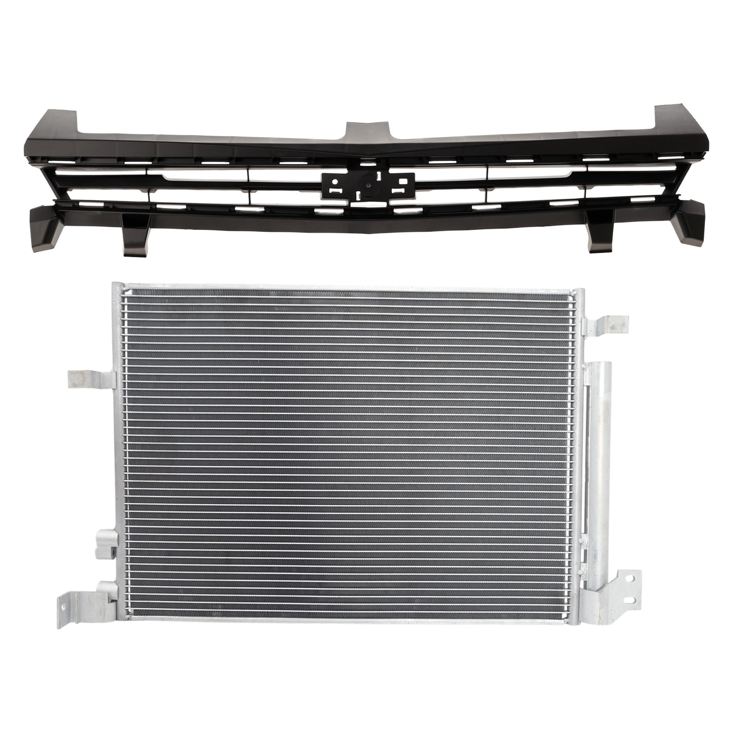 2-Piece Kit Upper Grille, Textured Shell and Insert, Convertible/Coupe, Includes (1) A/C Condenser and (1) Grille Assembly