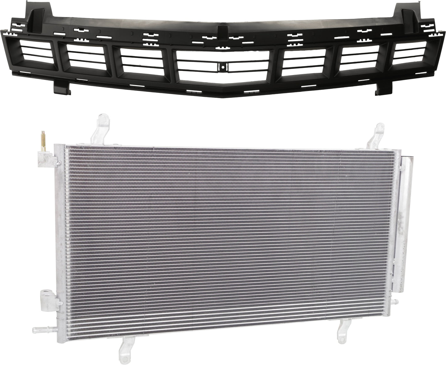 2-Piece Kit, Center Grille Paintable Shell and Insert, For Models With RS Package, Without Hot Wheels Package, Includes (1) A/C Condenser and (1) Grille Assembly