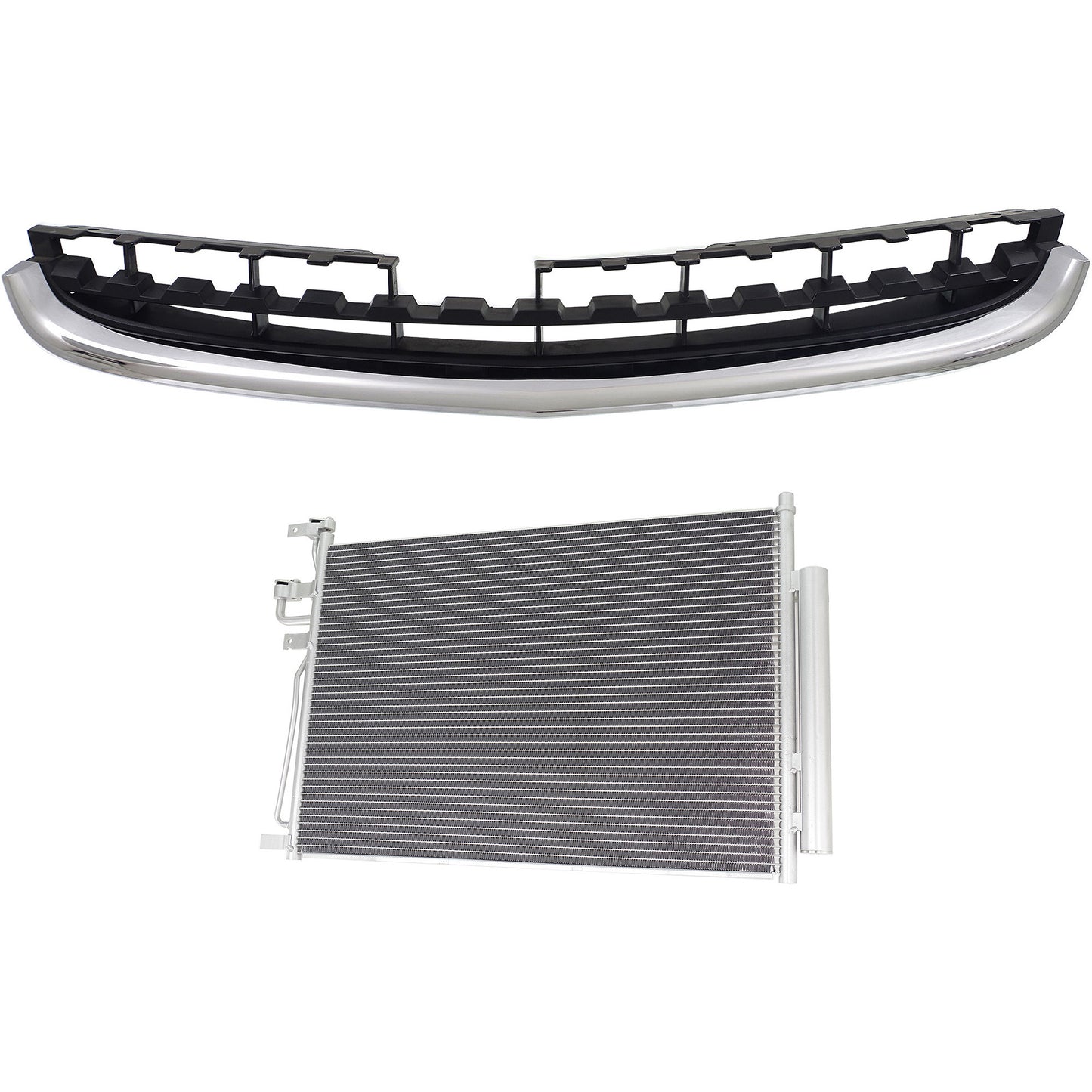 2-Piece Kit, Grille Chrome, Includes (1) A/C Condenser and (1) Grille Assembly