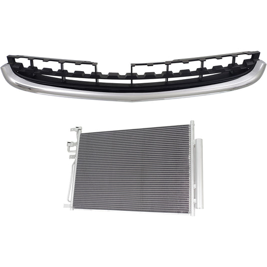2-Piece Kit, Grille Chrome, Includes (1) A/C Condenser and (1) Grille Assembly