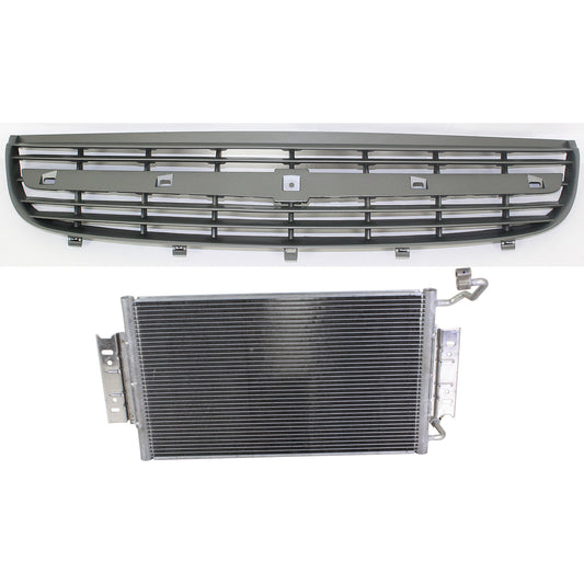 2-Piece Kit, Grille Silver Gray, Includes (1) A/C Condenser and (1) Grille Assembly