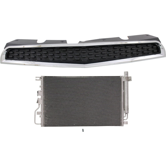 2-Piece Kit Grille Textured Black, CAPA Certified, Includes (1) A/C Condenser and (1) Grille Assembly