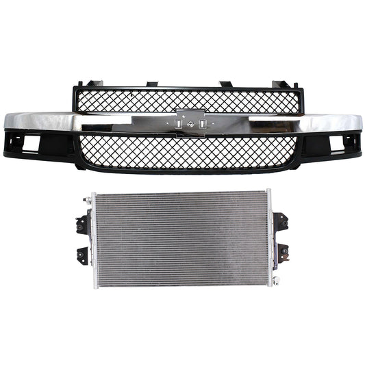 2-Piece Kit Grille Gray, For Models With Composite Headlights, Includes (1) A/C Condenser and (1) Grille Assembly