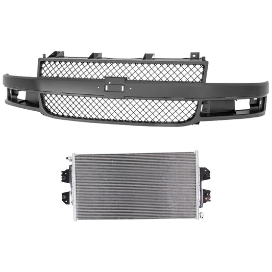 2-Piece Kit Grille Dark Gray Shell and Insert, Includes (1) A/C Condenser and (1) Grille Assembly
