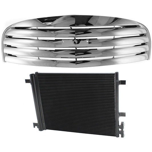 2-Piece Kit Grille Chrome, Includes (1) A/C Condenser and (1) Grille Assembly