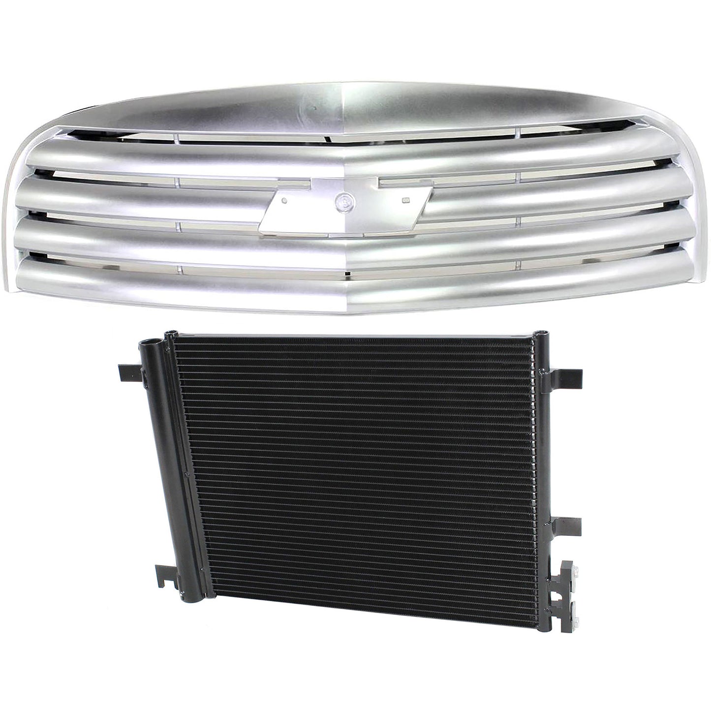2-Piece Kit Grille Chrome, Includes (1) A/C Condenser and (1) Grille Assembly