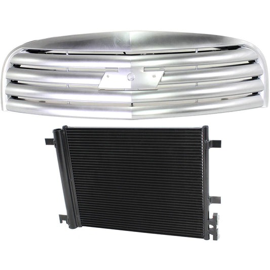2-Piece Kit Grille Chrome, Includes (1) A/C Condenser and (1) Grille Assembly