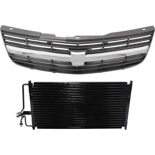2-Piece Kit Grille Painted Gray, Includes (1) A/C Condenser and (1) Grille Assembly