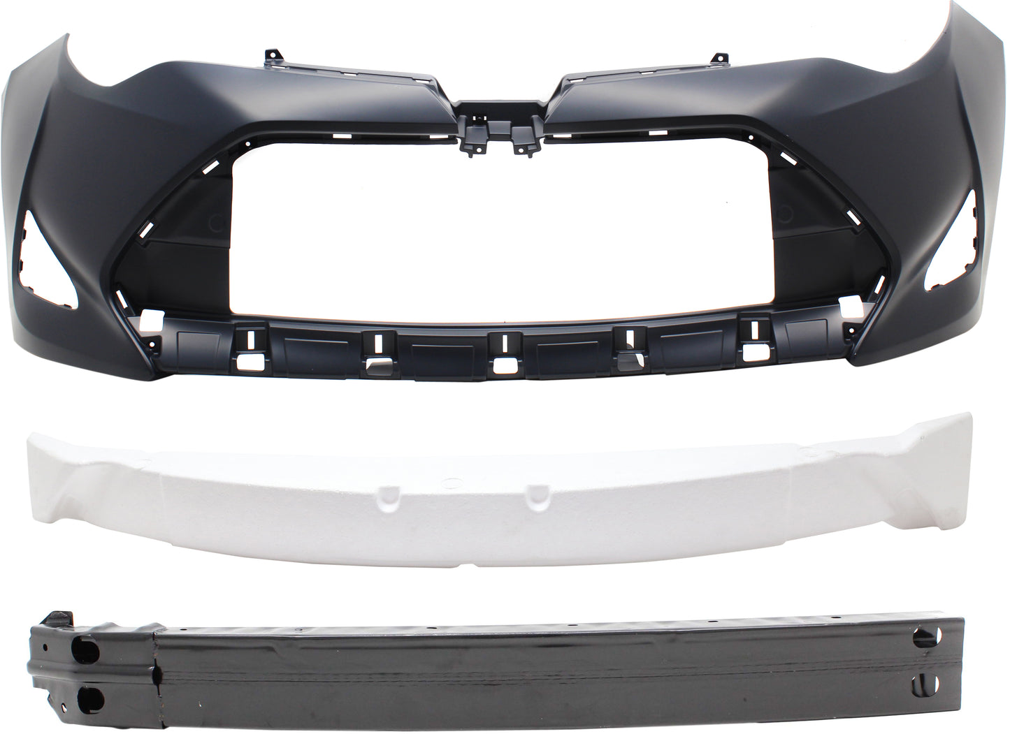 3-Piece Kit, Front Primed Bumper Cover, Includes (1) Bumper Absorber, (1) Bumper Cover, and (1) Bumper Reinforcement
