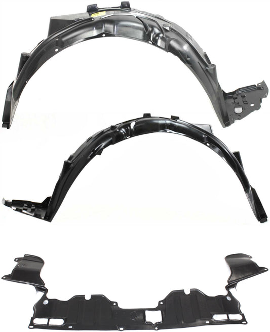 3-Piece Kit, Front, Driver and Passenger Side Fender Liner, Includes (1) Engine Splash Shield and (2) Fender Liner