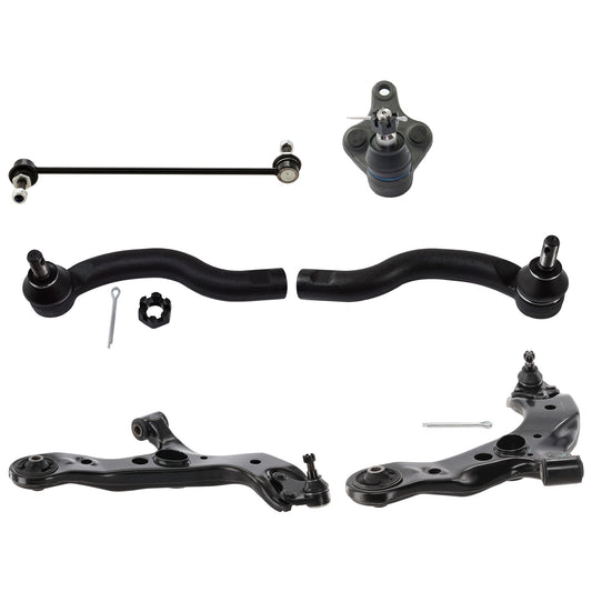 8-Piece Kit Front, Driver and Passenger Side, Lower Control Arms, Includes (2) Ball Joint, (2) Control Arm, (2) Sway Bar Link, and (2) Tie Rod End