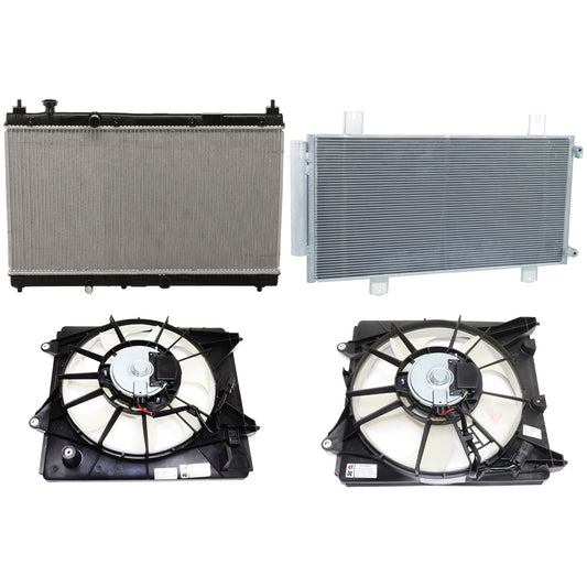 4-Piece Kit Radiator, 1.5L, 4Cyl, Includes (1) Radiator, (1) A/C Condenser and (2) Cooling Fan Assembly