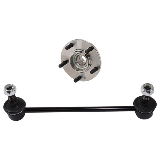2-Wheel Set Rear, Driver and Passenger Side Wheel Hub, 5 Lugs, With Bearing, FWD, Includes (2) Wheel Hub and (2) Sway Bar Link