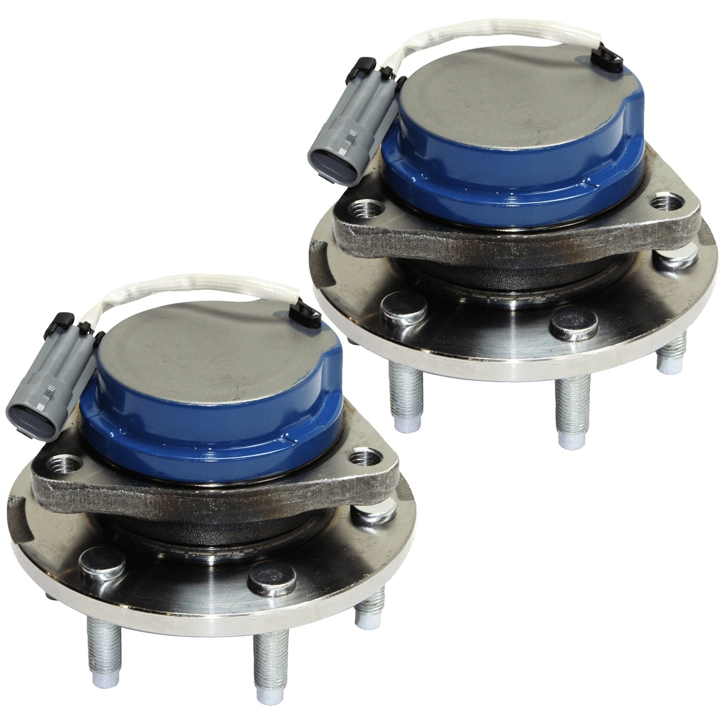 2-Wheel Set Front, Driver and Passenger Side Wheel Hub, 6 Lugs, With Bearing, With Sensor, RWD, Includes (2) Sway Bar Link and (2) Wheel Hub