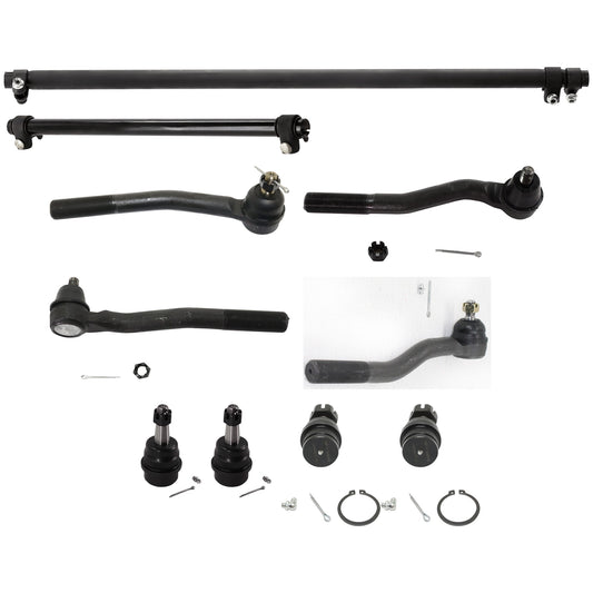 10-Piece Kit Upper and Lower Tie Rod Adjusting Sleeve, Includes (4) Ball Joint, (2) Tie Rod Adjusting Sleeve, and (4) Tie Rod End