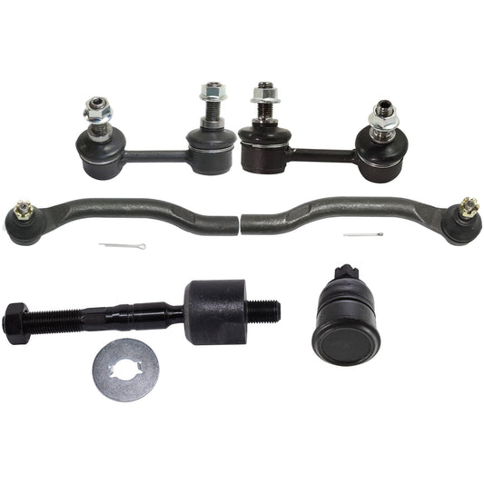 8-Piece Kit Front, Driver and Passenger Side, Inner and Outer Tie Rod End, Includes (4) Tie Rod End, (2) Ball Joint and (2) Sway Bar Link