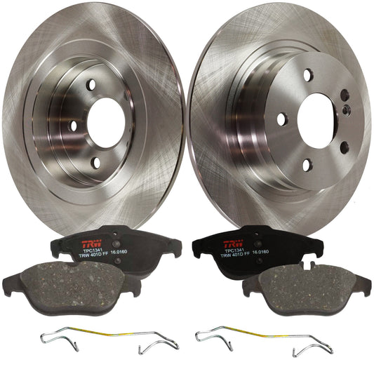 KIT-TRW101221-2726 Комплект из 2 задних тормозных дисков и колодок, гладкая поверхность, 5 выступов, 299,97 мм, полуметаллические, премиум-серия Friction, включает в себя (1) комплект тормозных колодок и (2) тормозных диска