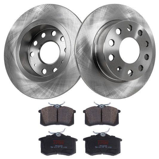 KIT-TRW101221-4024 Комплект из 2 задних тормозных дисков и колодок, гладкая поверхность, 5 выступов, 254,76 мм, полуметаллическая серия Premium Friction, включает в себя (2) тормозных диска и (1) комплект тормозных колодок