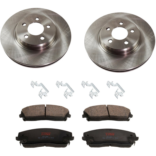 KIT-TRW101221-816 Комплект из 2 передних тормозных дисков и колодок, гладкая поверхность, 5 болтов, 320,04 мм, керамические, фрикционные, премиум-серии, включает в себя (1) комплект тормозных колодок и (2) тормозных диска