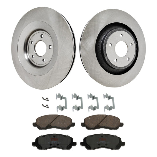 KIT-TRW101221-923 Комплект тормозных дисков и колодок на 2 колеса, гладкая поверхность, 5 выступов, 340,11 мм, керамические, фрикционные, премиум-серии, включает в себя (2) тормозных диска и (1) комплект тормозных колодок