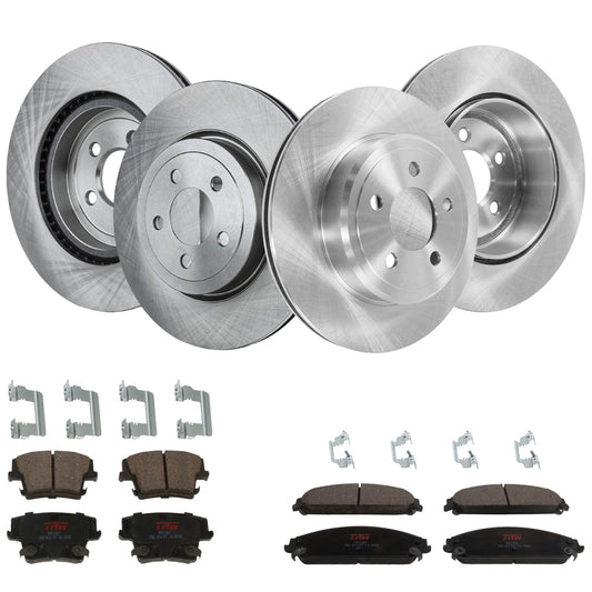 KIT-TRW101921-228 4-Wheel Set Front and Rear Brake Disc and Pad Kit, Plain Surface 5 Lugs - Front; 5 Lugs - Rear Front-344.93 mm/Rear-320.04 mm Ceramic Premium Friction Series, Includes (2) Pad Set and (4) Disc