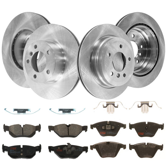 KIT-TRW101921-43 4-Wheel Set Front and Rear Brake Disc and Pad Kit, Plain Surface 5 Lugs - Front; 5 Lugs - Rear Front and Rear-299.72 mm Semi-metallic Premium Friction Series, Includes (4) Disc and (2) Pad Set
