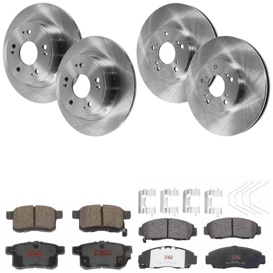 KIT-TRW101921-473 4-Wheel Set Front and Rear Brake Disc and Pad Kit, Plain Surface 5 Lugs - Front; 5 Lugs - Rear Front-299.97 mm/Rear-281.69 mm Ceramic Premium Friction Series, Includes (4) Disc and (2) Pad Set