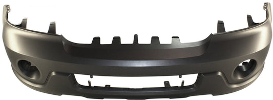 Передний бампер с грунтовкой, с отверстиями для противотуманных фар, без отверстий для датчиков парковки, с рамкой для решетки радиатора
