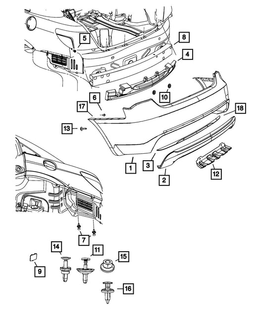 68082030AE Rear, Upper Bumper