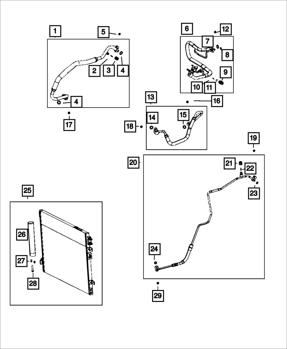 Комплект осушителя для ресивера кондиционера 68223577AD — прямая установка